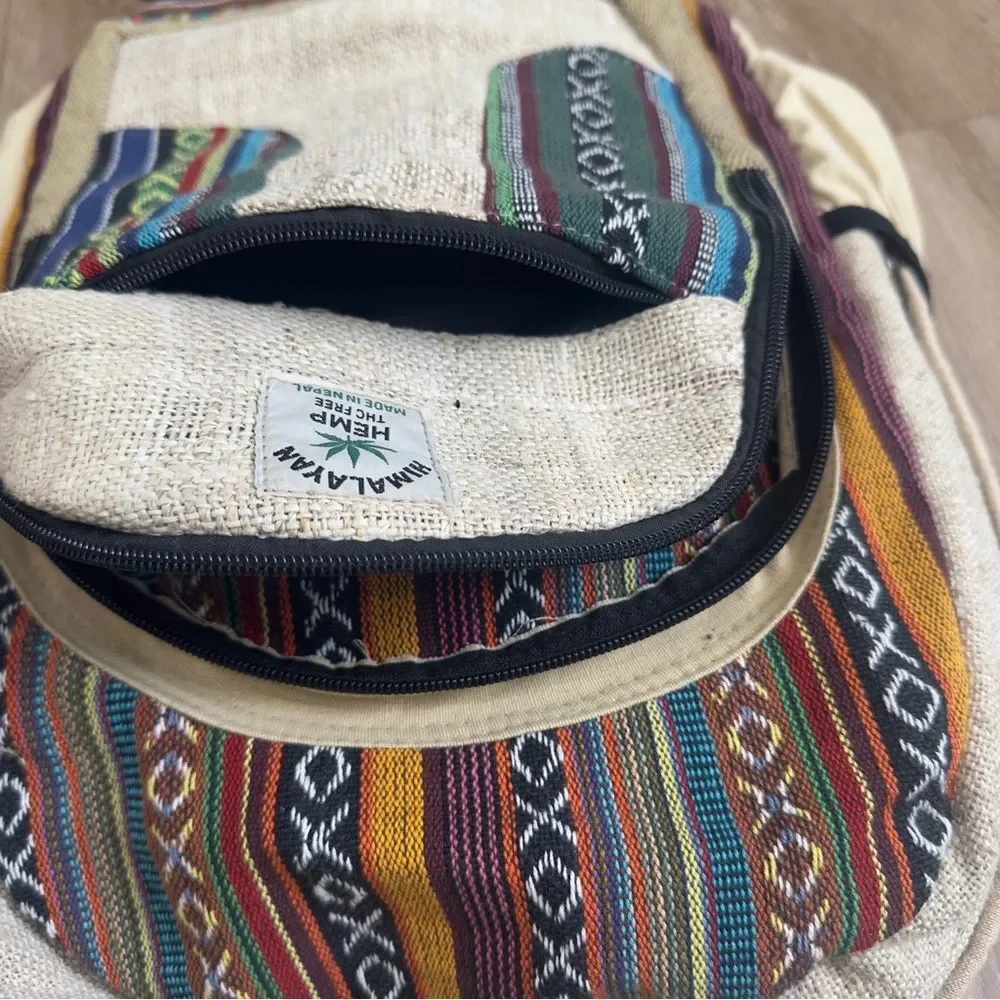 NEW Himalayan Hemp All Natural Pure Handmade Multi Pocket Laptop Boho Backpack